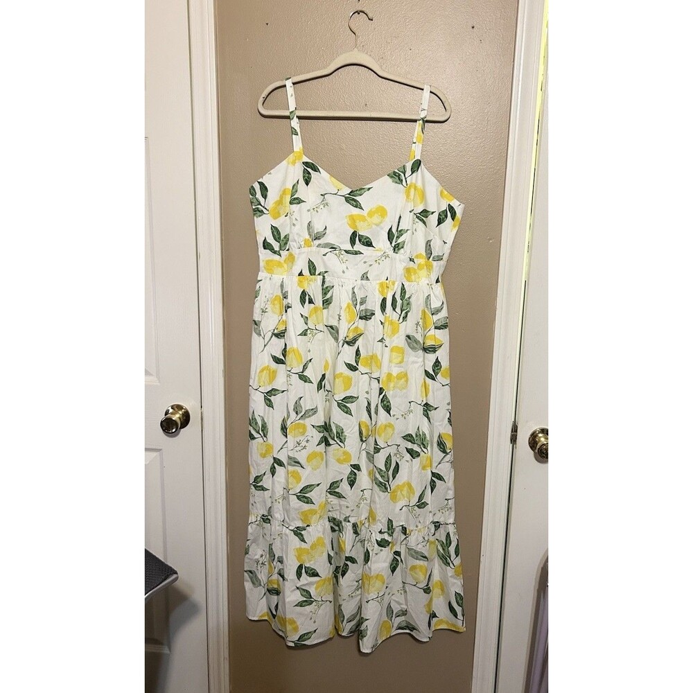 Women’s White Lemon Print Sundress - Yellow & Green